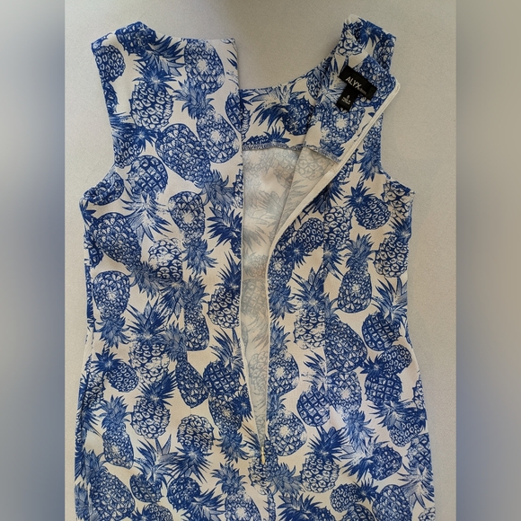 Alyx White Dress with Blue Pineapple Print. Size 6 - Picture 9 of 14
